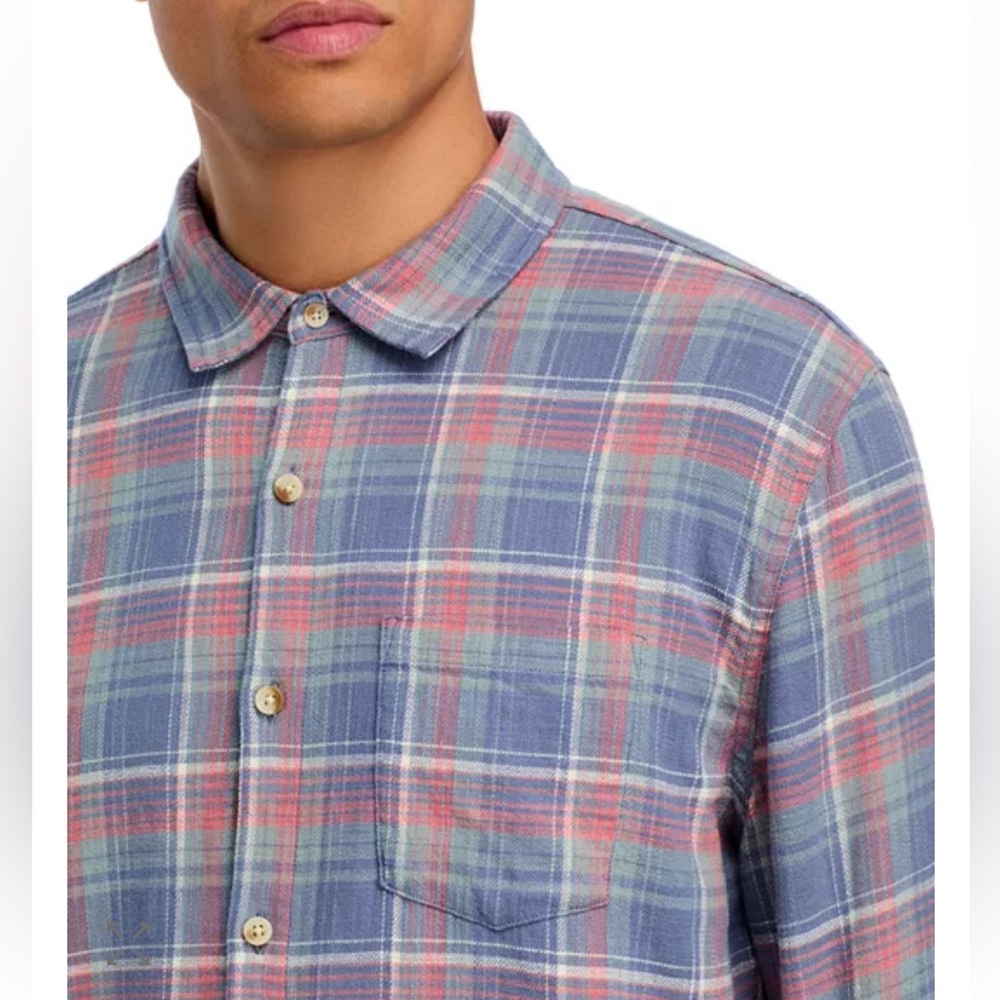 Marine Layer Button down Long Sleeve Men's Shirt blue, Salmon COTTON (M/L) (L/XL - Picture 4 of 6